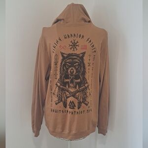 Howitzer Warrior Spirit Men's Viking Valhalla Hooded Long Sleeve Tshirt, Size L.